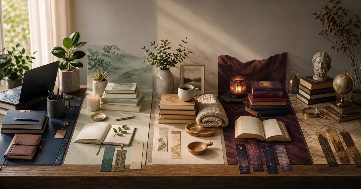 Five refined reading zones arranged for professional, personal, home, fiction, and cultural reading paths